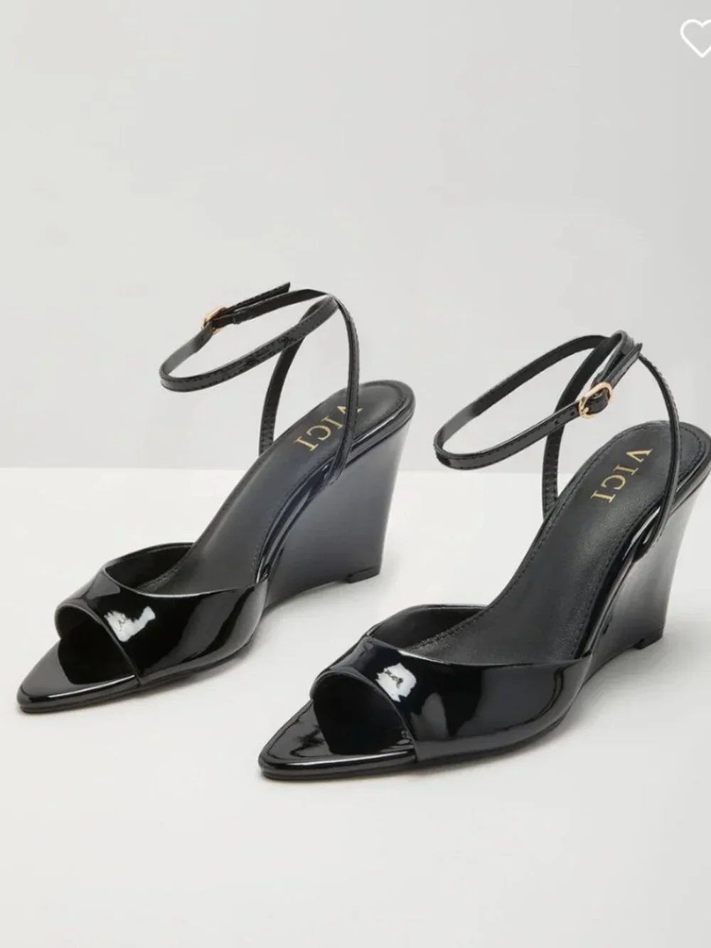 Nicks Patent Faux Leather Open Toe Wedges | Vici
